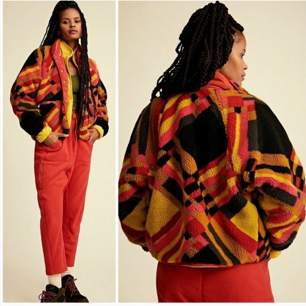 Free people hit the Slopes Printed fleece jacket